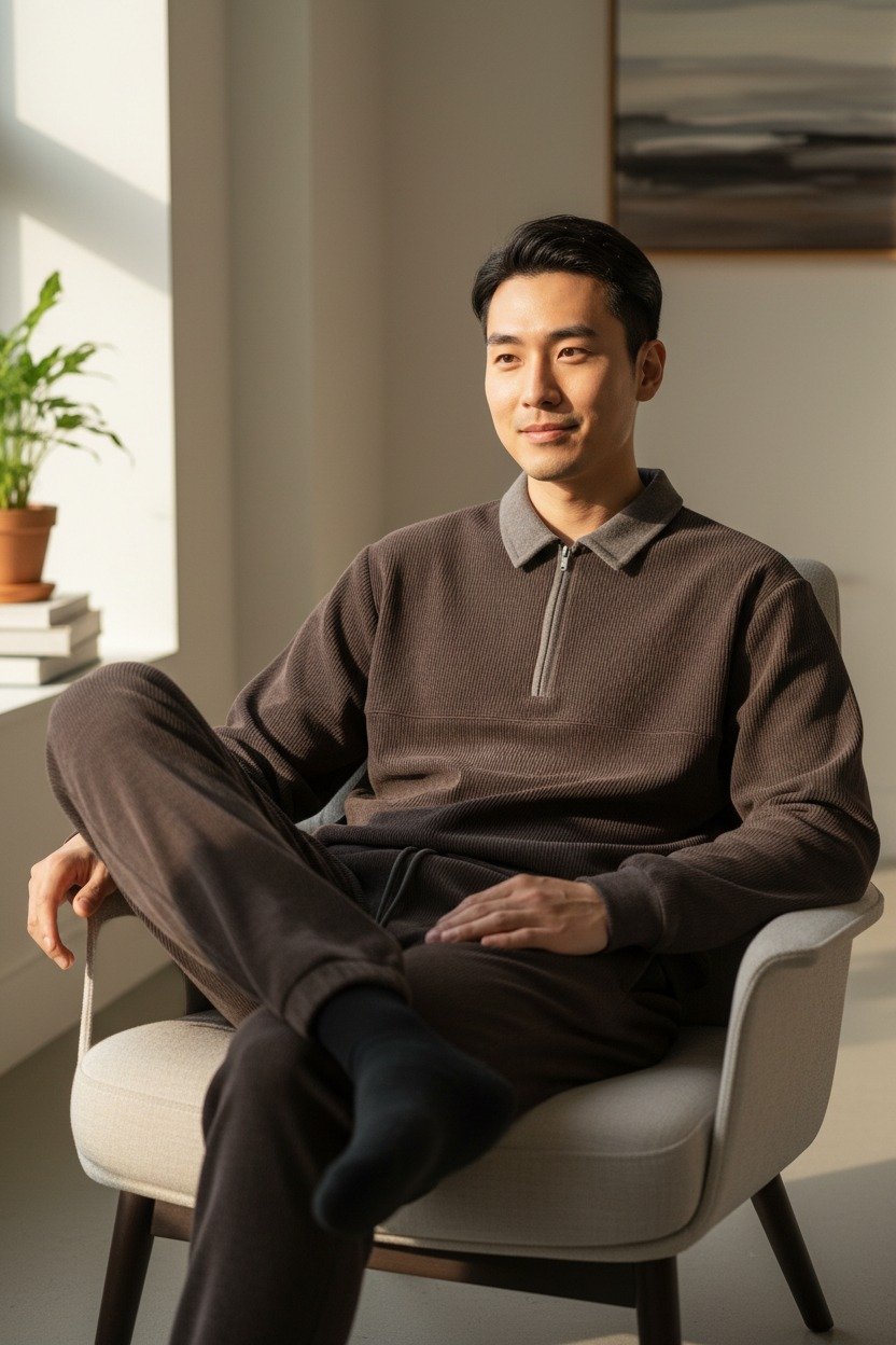 Corduroy Style Premium Quality C Brown Gray Contrast - Image 3