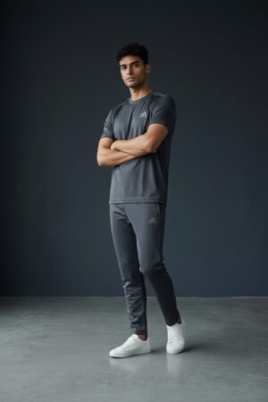 Men’s Adi half Sleeve T-Shirt & Trouser for Summer in Grey color - L