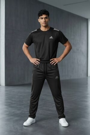 Men’s Adi half Sleeve T-Shirt & Trouser for Summer in Black color