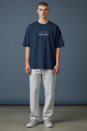 Men's Oversize Down Shoulder T-Shirt Blue color