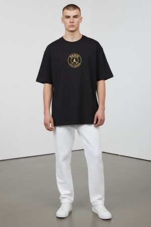 Men's Oversize Down Shoulder T-Shirt Black color
