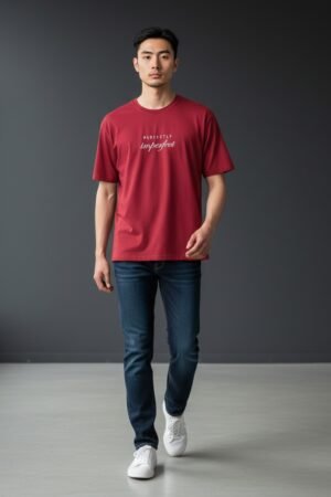 Men’s Oversize Down Shoulder T-Shirt Red color