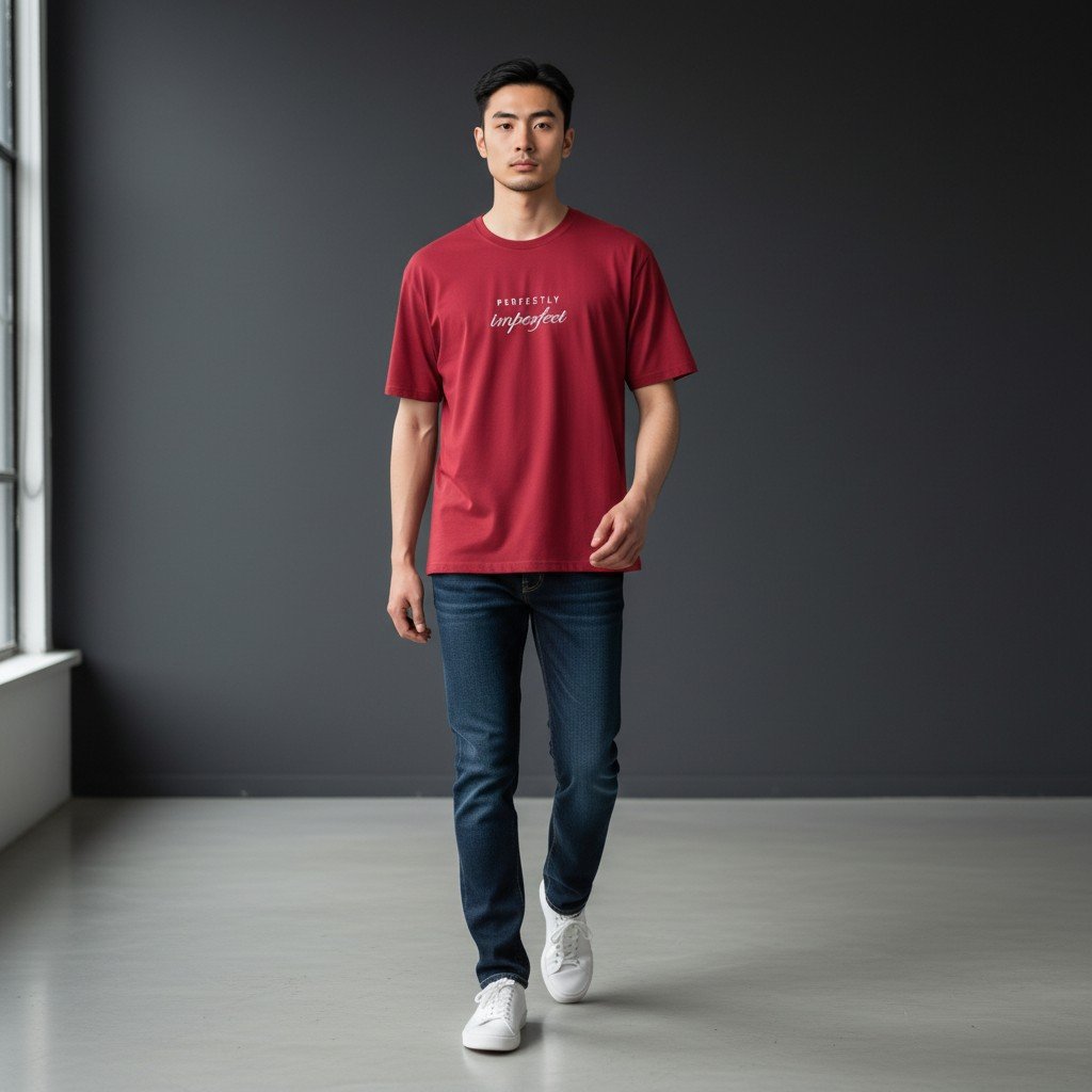 Men’s Oversize Down Shoulder T-Shirt Red color