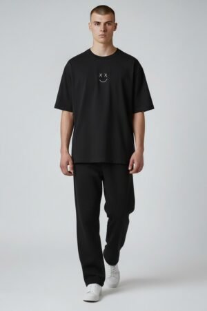 Men’s Oversize Down Shoulder T-Shirt Black color