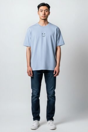 Men’s Oversize Down Shoulder T-Shirt Light Blue color