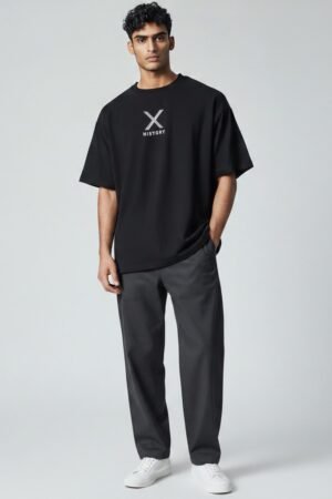 Men’s Oversize Down Shoulder T-Shirt Black color